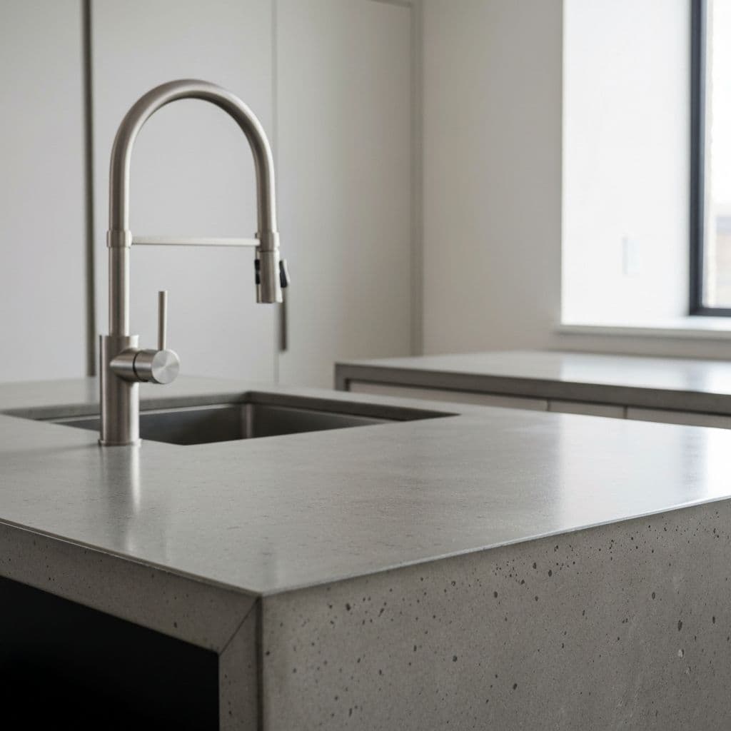 Custom concrete countertop in modern kitchen