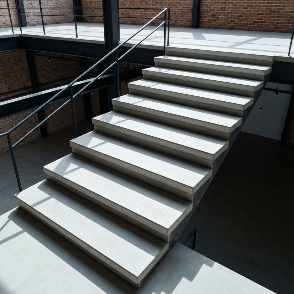 Precast concrete stair treads in modern building